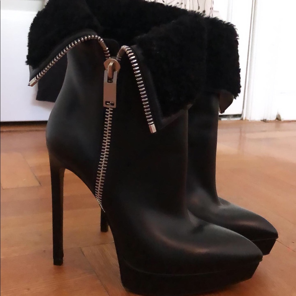 YSL Pointed Toe black leather boots